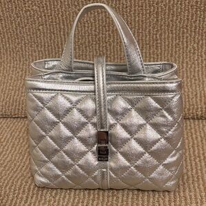 MZ Wallace Leather Silver Quilted Handbag